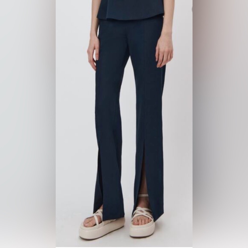Jonathan Simkhai Ariah Midnight Blue Split Hem Pants. Size 12